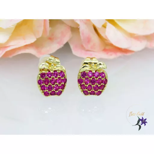 Aple pink köves fülbevaló-14K