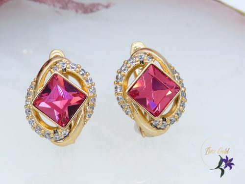 Xuping Gracia Pink köves Swarovski fülbevaló-18K