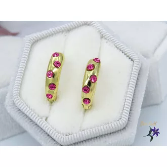Anni kiskarika fülbevaló apró pink kristályköves -14K 