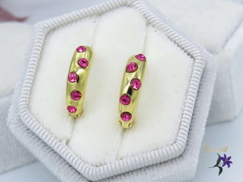 Xuping Anni kiskarika fülbevaló apró pink Swarovski kővel-14K 