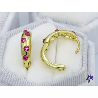 Anni kiskarika fülbevaló apró pink kristályköves -14K 