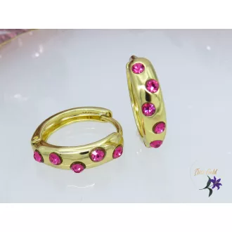 Anni kiskarika fülbevaló apró pink kristályköves -14K 