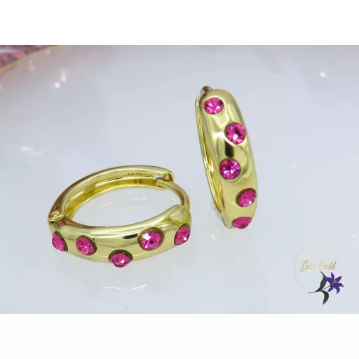 Anni kiskarika fülbevaló apró pink kristályköves -14K 