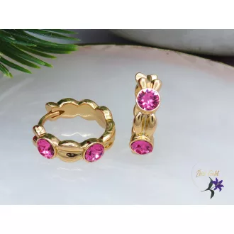 Amélia pink kristályköves karika fülbevaló-18K 