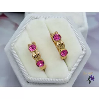 Amélia pink kristályköves karika fülbevaló-18K 