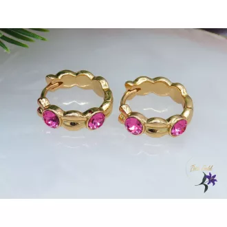 Amélia pink kristályköves karika fülbevaló-18K 