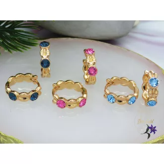 Amélia pink kristályköves karika fülbevaló-18K 