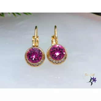 Delila pink kerek kristályköves fülbevaló-18K 