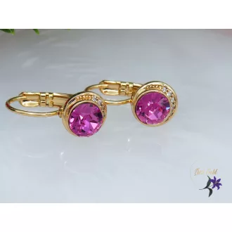 Delila pink kerek kristályköves fülbevaló-18K 