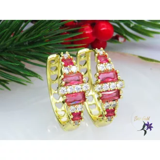Bella XP pink köves karika fülbevaló -14K 
