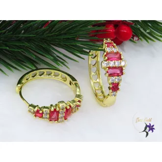 Bella XP pink köves karika fülbevaló -14K 
