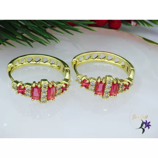 Bella XP pink köves karika fülbevaló -14K 