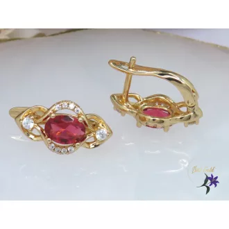 Gréta XP bőrbarát pink köves fülbevaló -18k 