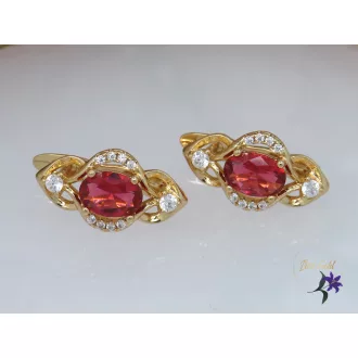 Gréta XP bőrbarát pink köves fülbevaló -18k 