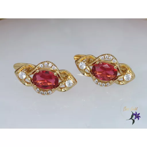 Gréta XP bőrbarát pink köves fülbevaló -18k 