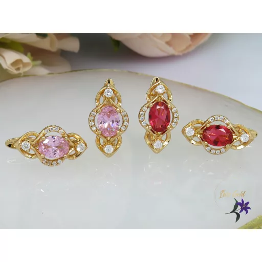 Gréta XP bőrbarát pink köves fülbevaló -18k 