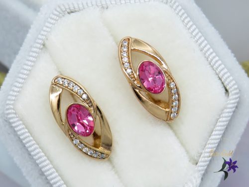 Heike antiallergén pink Swarovski köves fülbevaló-18K