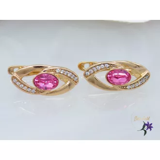 Heike antiallergén pink kristályköves fülbevaló-18K