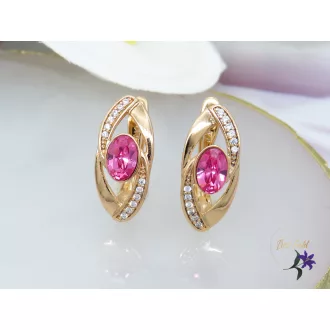 Heike antiallergén pink kristályköves fülbevaló-18K