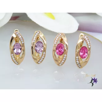 Heike antiallergén pink kristályköves fülbevaló-18K