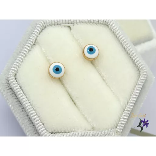 Mati antiallergén védelmező szem fülbevaló-kék-18K
