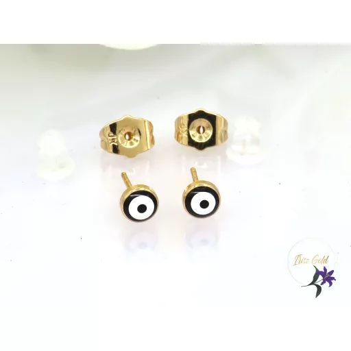 Mati antiallergén védelmező szem fülbevaló-fekete-18K