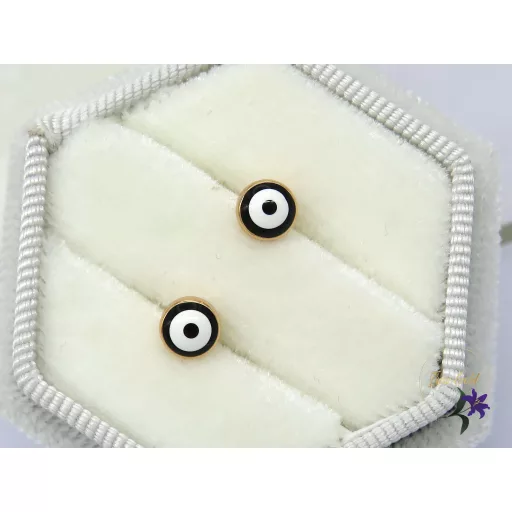 Mati antiallergén védelmező szem fülbevaló-fekete-18K