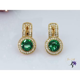 Hanni antallergén zöld Swarovski köves fülbevaló-18K 
