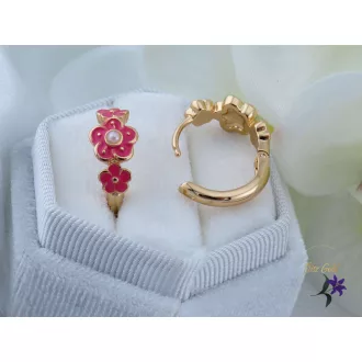 Jara antiallergén pink kisvirágos fülbevaló-18K 
