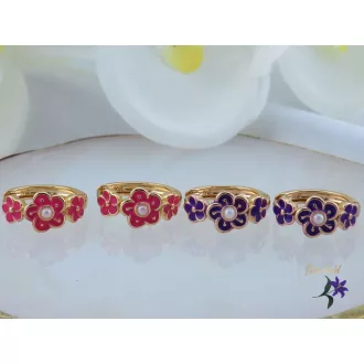 Jara antiallergén pink kisvirágos fülbevaló-18K 
