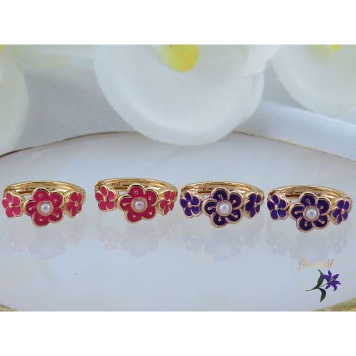 Jara antiallergén pink kisvirágos fülbevaló-18K 