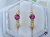 Kármin antiallergén karika fülbevaló középen pink swarovski kővel-14K 