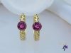 Kármin antiallergén karika fülbevaló középen pink swarovski kővel-14K 