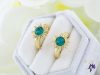Henia antiallergén zöld swarovski köves virág fülbevaló-14K 