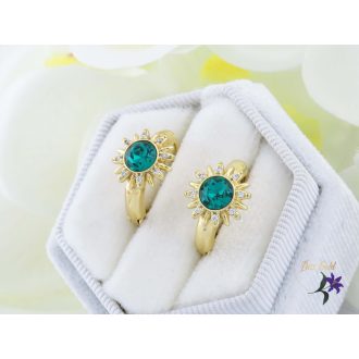   Henia antiallergén zöld swarovski köves virág fülbevaló-14K 