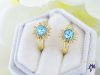 Henia antiallergén kék swarovski köves virág fülbevaló-14K 
