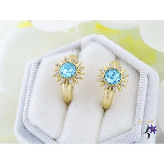   Henia antiallergén kék swarovski köves virág fülbevaló-14K 