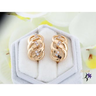 Kalin goldfilled dizájn fülbevaló fehér kövekkel-18K 
