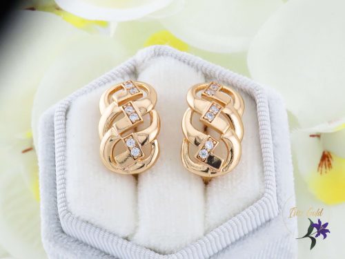 Kalin goldfilled dizájn fülbevaló fehér kövekkel-18K 