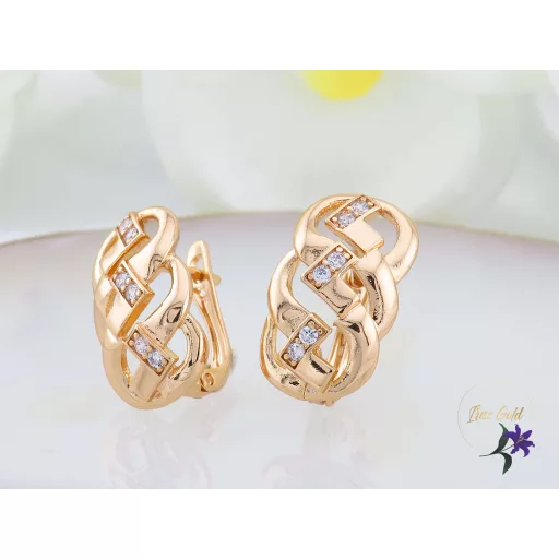 Kalin goldfilled dizájn fülbevaló fehér kövekkel-18K 