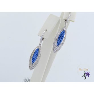   Xuping antiallergén Swarovski kék köves csüngős fülbevaló-ródium 