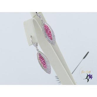   Xuping antiallergén Swarovski roszaszín köves csüngős fülbevaló-ródium 