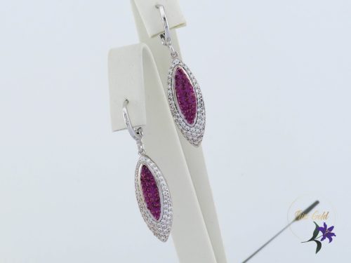 Xuping antiallergén Swarovski lila köves csüngős fülbevaló-ródium 