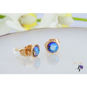   Alexia antiallergén Swarovski szinváltós kék köves fülbevaló -18K 