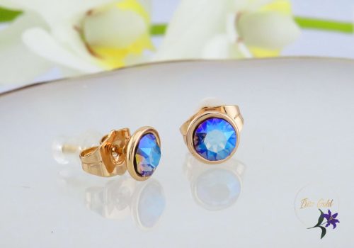 Alexia antiallergén Swarovski szinváltós kék köves fülbevaló -18K 