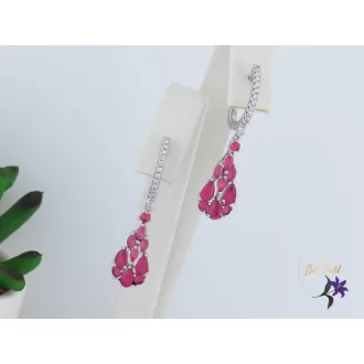   Aniccca antiallergén csüngős fülbevaló pink kövekkel-rodium 