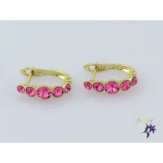 Paulin antiallergén pink kristályköves fülbevaló-14K 