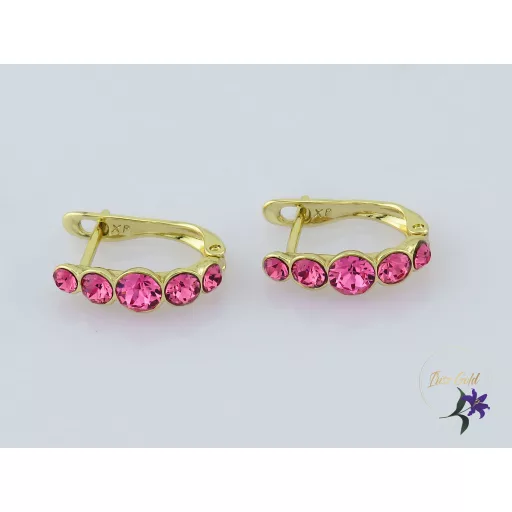 Paulin antiallergén pink kristályköves fülbevaló-14K 