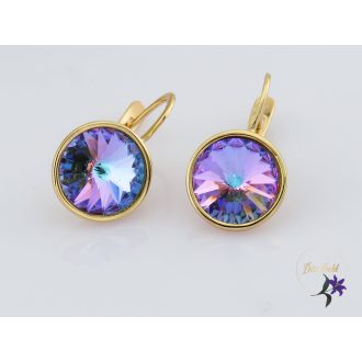 Dorithi antiallergén kék kristályköves fülbevaló-18K 