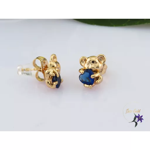 Kora antiallergém macis fülbevaló kék kővel-18K 